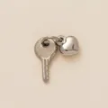 Fashionable polished silver stainless steel heart and key charm pendant necklace SKU - Key Heart Pendant (Steel Color) / Steel
