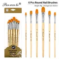 Set di 6 pennelli artistici professionali per pittura ad acquerello acrilico e olio - Set da 6 Punta a Lingua di Gatto HB185C / Colore legno naturale