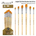Set di 6 pennelli angolari professionali per pittura acrilica, a olio e acquerello - Set da 6 Punta Angolare HB185D / Colore legno naturale