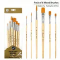 Set di 6 pennelli professionali con manico in legno per olio acrilico e acquerello - Set da 6 Punta Mista HB185E / Colore legno naturale