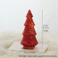 Decorative 21cm red glass Christmas tree night light with size measurements displayed - Red Small 21cm