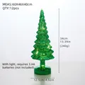 Green glass lit Christmas tree figurine with internal light and height measurement - Green Large 34cm