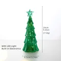 Green glass Christmas tree night light ornament with glowing LED and top star decoration - Green Small 24cm (Battery Included)