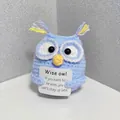Handmade crochet wise owl plush toy with an emotional support card for encouragement - Owl Blue