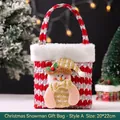 Festive Christmas snowman gift bag with white fur trim and plush snowman, 20x22cm - Red Snowman Bag / 20x22cm