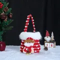 Plush Christmas gift bag featuring a Santa Claus figure and decorative festive bells - Knitted Snowflake Velvet Santa Bag
