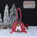 Soft plush Christmas Santa Claus gift bag and apple pouch with drawstring handle - Faux Fur Santa Apple Bag / 23x22cm