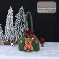 Faux fur Christmas apple gift bag with reindeer design and long green handle - Faux Fur Elk Apple Bag / 23x22cm