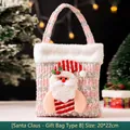 Pink and silver checkered Santa Claus Christmas gift bag for candy and gifts, 20x22cm - Pink Santa Bag / 20*22cm