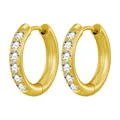 High-gloss gold-plated titanium steel hoop earrings with clear zirconia inlay. - Gold 2.5*14mm Single Piece