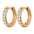Elegant rose gold plated stainless steel hoop earrings set with clear cubic zirconia. - Rose Gold 2.5*14mm Single Piece