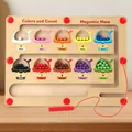 Educational wooden magnetic color and number sorting maze toy for kids. - Large Ice Cream Bead Maze (Long Cord)