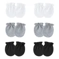 Soft cotton baby anti-scratch mittens set of 6 pairs in white, grey and black colors - One Size / 6 Pairs Set (Classic Black, White & Grey) / Black/Grey/White