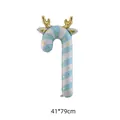 Blue and white striped candy cane reindeer Christmas balloon with gold antlers, 41x79cm - Medium Blue Antler Cane / 41x79cm