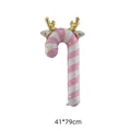 Christmas candy cane foil balloon with reindeer antlers pink and white stripes 41x79cm - Medium Pink Antler Cane / 41x79cm