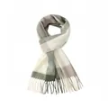 Soft sage green and cream checkered imitation cashmere scarf with elegant tassels - 200x60cm / 43# Olive Green