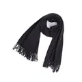 Soft black imitation cashmere scarf with tassels for autumn and winter warmth - 200x60cm / Black (63#)