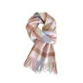 Premium soft pink and white imitation cashmere plaid scarf with tassels for winter - 200x60cm / 42# Pink Plaid