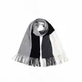 Soft and warm imitation cashmere color-block winter scarf with tassels in grey and black - 200x60cm / 38# Large Plaid Dark Grey White