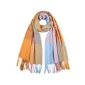 Soft multi-color plaid tassel scarf made of imitation cashmere for autumn and winter - 200x60cm (Including Fringe) / Orange Pink Plaid (47#)