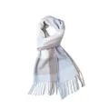 Soft light blue and grey plaid cashmere-like winter scarf with fringe for women - 200x60cm (Including Fringe) / Blue Grey White Plaid (44#)