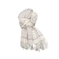 Soft plaid cashmere-like shawl scarf with fringe in cream and light brown tones - 200x60cm (Including Fringe) / Fresh Beige (53#)