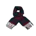 Elegant dark red and green plaid cashmere-like warm winter shawl with soft tassels - 200x60cm (Including Fringe) / Purple Red Plaid (51#)