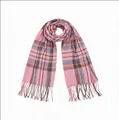 Pink plaid imitation cashmere scarf with long tassels for winter warmth and soft shawl. - 200x60cm / Pink Fine Plaid (61#)