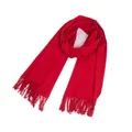 Soft and warm red imitation cashmere scarf with elegant fringe tassels for winter - 200x60cm / Red