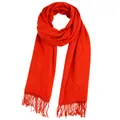Vibrant orange-red cashmere-like winter scarf with elegant tassel ends for cozy warmth - 200x60cm / Orange