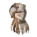 Soft cashmere-like plaid scarf with tassels in neutral beige tones - 200x60cm / Camel and Coffee Plaid