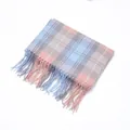 Soft cashmere-like plaid scarf shawl with tassels in pastel blue and pink colors - 200x60cm / Light Pink and Blue Plaid