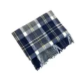 Classic blue and grey plaid faux cashmere shawl scarf featuring soft tassel fringe details - 200x60cm / Navy Blue Plaid