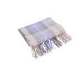 Soft purple and pink plaid imitation cashmere scarf featuring elegant tassel edges - 200x60cm / Purple, Pink and Blue Plaid