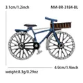 Spilla a bicicletta vintage con telaio blu e ruote di strass scintillanti. - Argento Antico Blu