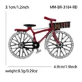 Spilla vintage bicicletta rossa con strass, 4,9x3,1cm, peso 8,3g variante - Argento Antico-Rosso