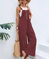 Modische, lässige, ärmellose burgunderrote Jumpsuits mit weitem Bein für Damen im Loose Fit - Burgunderrot
