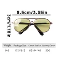 Mini-Haustier-Pilotenbrille für Hunde und Katzen mit gelben Gläsern 8,5 cm breit - Aviator-Stil Gelbe Gläser (B12209)