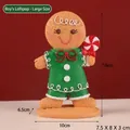 Grande figurine de bonhomme en pain d'épices de Noël en tenue verte avec une sucette - Garçon en Pain d'Épices Peint avec Sucette (7142H-0203) / Grand (20x10cm)