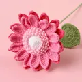 Hand-crocheted pink daisy flower finished product for home decoration and festive gifts - Snow Five Double-layer Sunflower - Gradient Pink