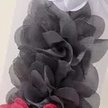 Detailed view of soft chiffon layered fabric flowers for children's hair accessories. - Grey White Pink Mixed (23)