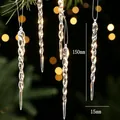 Clear acrylic icicle Christmas tree hanging ornament, 150mm length dimension view - Twisted Icicle Pillar (HQZX13)