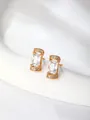 Elegant gold-plated stud earrings featuring a rectangular crystal and micro-pave accents - Multicolor Spiral Pavé (No. 32) / Gold