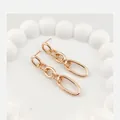 Elegant golden alloy dangling link earrings with twisted chain design on white tray - Chinese Garden Lattice Window (No. 33) / Gold