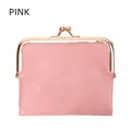 Elegant pink vintage kiss-lock coin purse for women with stylish gold-tone metal frame - Pink