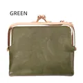 Vintage green kiss-lock coin purse with textured faux leather and gold hardware - Green