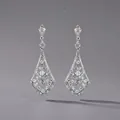 Elegantes pendientes colgantes de strass plateados para novia y joyería de fiesta - Plateado