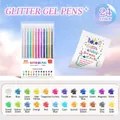 24-color glitter gel pen set with sparkling ink for creative DIY journaling and drawing - Truecolor Brand / 24 Colors/Box