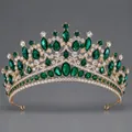 Elegantes Diadem aus Gold und smaragdgrünen Kristallen für die Braut - Green Diamond Luxus-königinnenkrone Ts-j3119ggreen