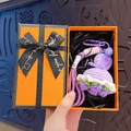 Handmade purple crochet flower bouquet keychain gift in a luxury orange gift box - Creative Purple Rose (Orange Gift Box)